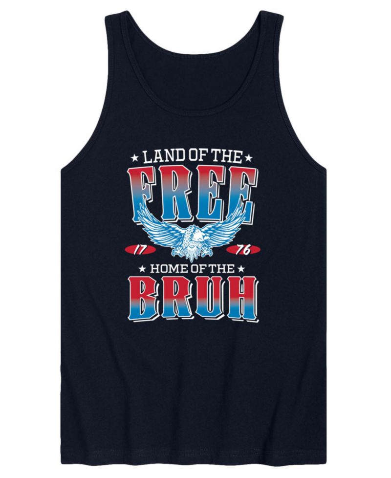Men's Land Of The Free Home Of The Bruh Sleeveless Graphic Tank Top
