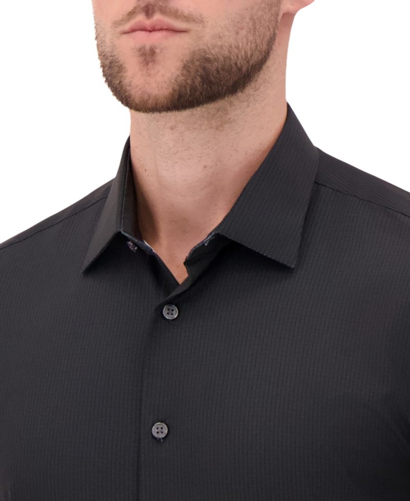 Men's 4-Way Check-Print Woven Dress Shirt