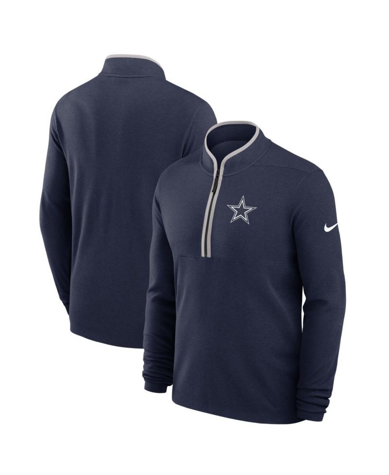 Men's Navy Dallas Cowboys Lightweight Victory Performance Half-Zip Pullover Sweatshirt