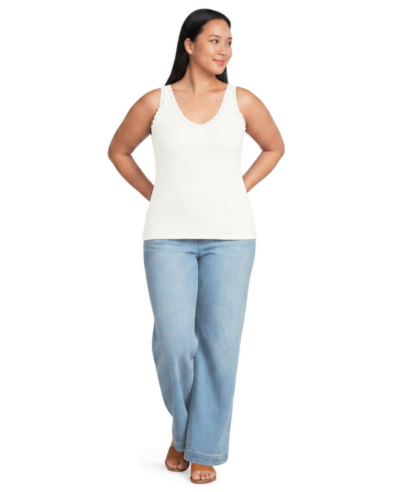 Plus Size Variegated Micro Rib Lace Trim Cami