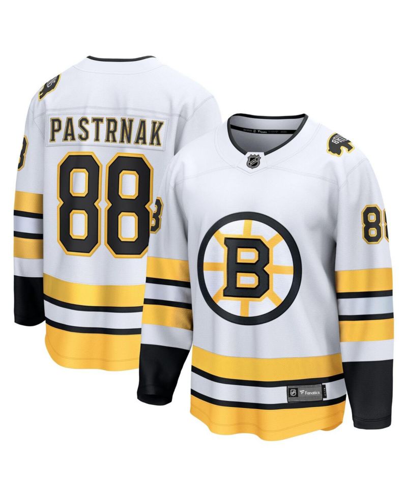Men's David Pasternak White Boston Bruins Away Breakaway Player Jersey