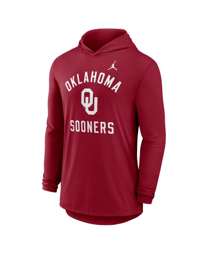 Men's Crimson Oklahoma Sooners Classic Arch Tri-Blend Long Sleeve Hoodie T-Shirt