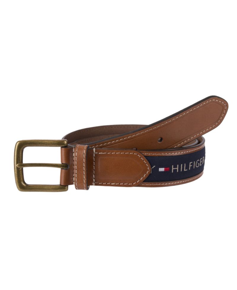 35MM Men's Tri-Color Ribbon Inlay Leather Belt