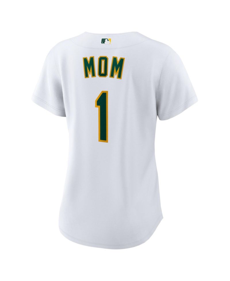 Women's Oakland Athletics 1 Mom Home Replica Short-Sleeve Jersey