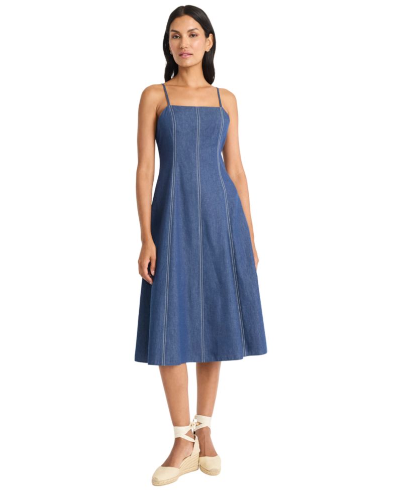 Women's Sleeveless Chambray Midi Dress