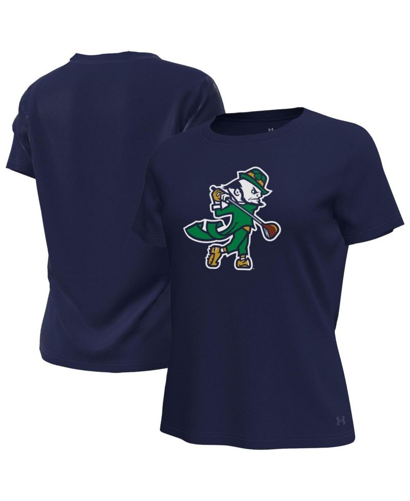 Women's Navy Notre Dame Fighting Irish Golfing Leprechaun Tech Stretch T-Shirt