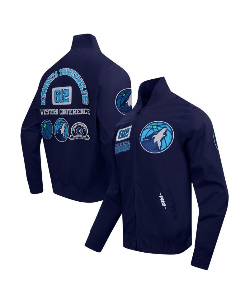 Men's Navy Minnesota Timberwolves Area Code Twill Full-Zip Jacket