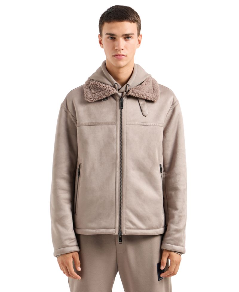 Men's Faux-Leather Sherpa-Lined Jacket