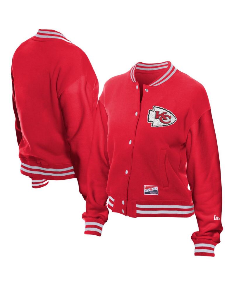 Women's Red Kansas City Chiefs Throwback Fleece Full-Snap Jacket