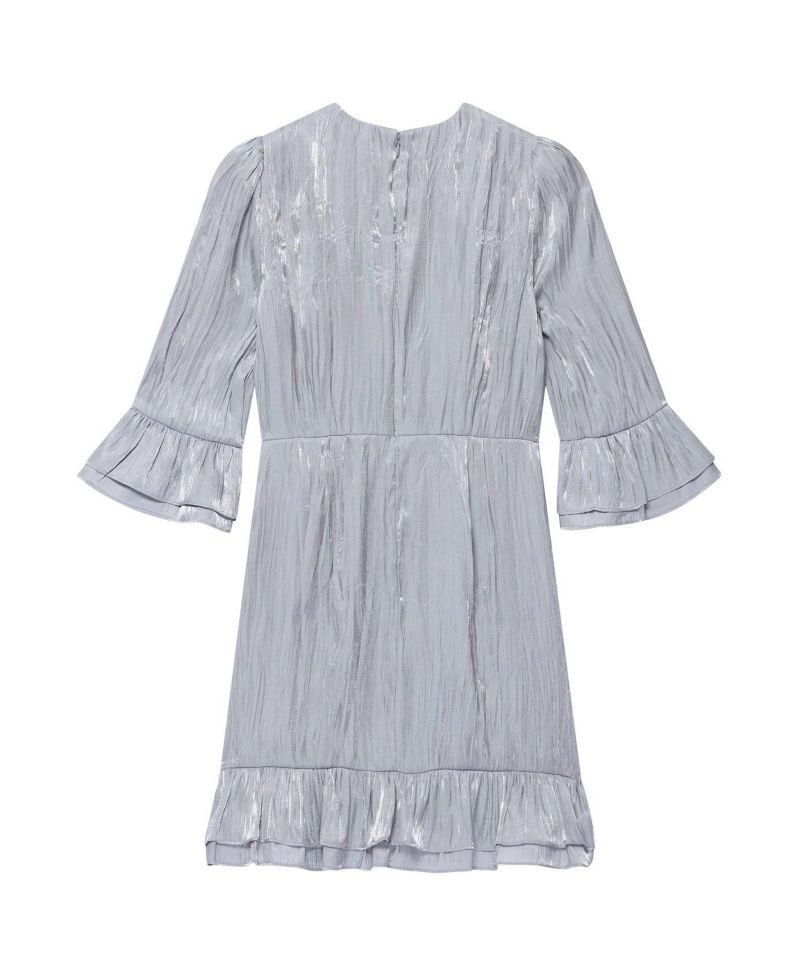 Women's Metallic Ruffle 3/4-Sleeve Mini Dress