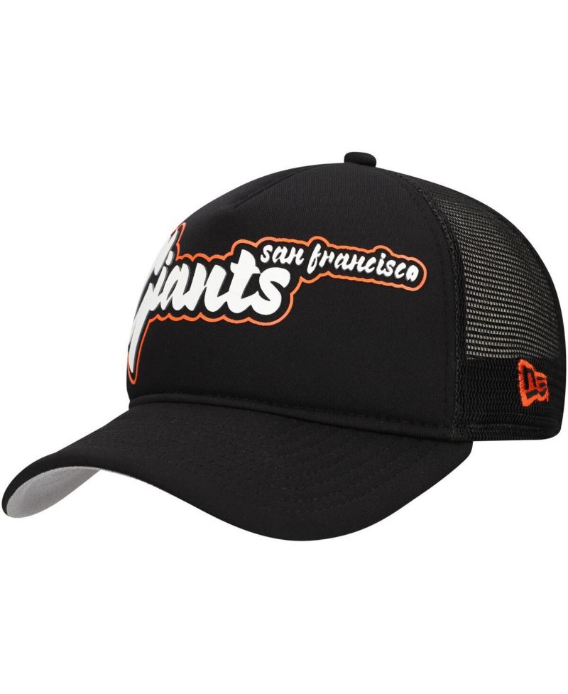 Men's Black San Francisco Giants Retro Bold A-Frame Trucker 9FORTY Adjustable Hat