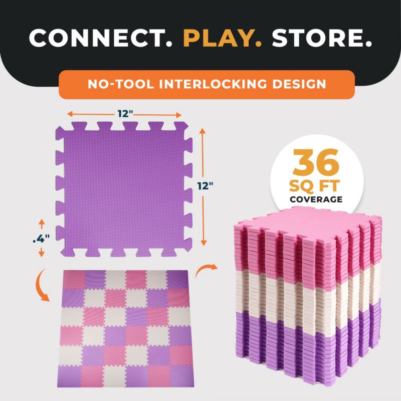 36 Tile Thick Interlocking Puzzle Foam Exercise Play Mat