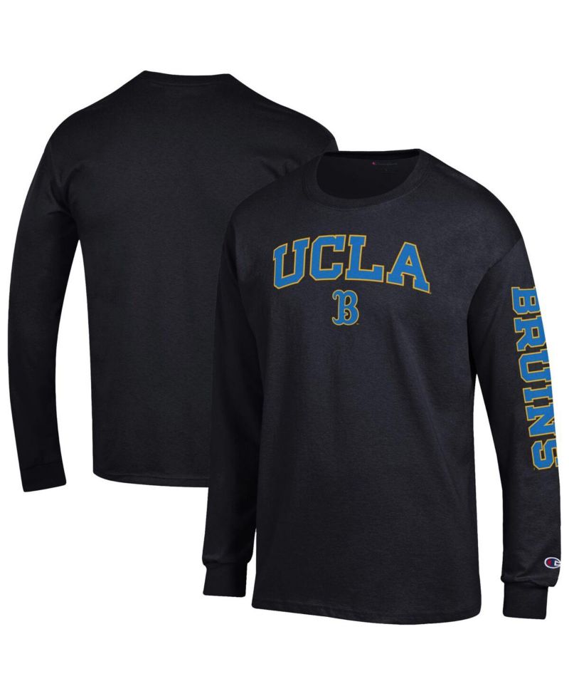 Men's Heather Gray UCLA Bruins Arch Over Logo 2-Hit Long Sleeve T-Shirt