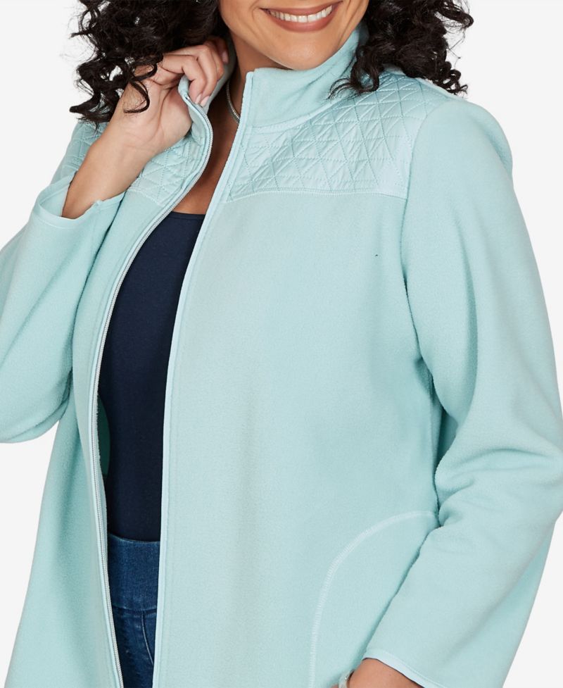 Petite Classic Quilted Zip Front Knit Jacket