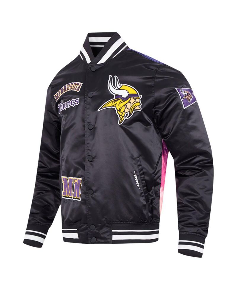 Men's Black Minnesota Vikings Sublimated Satin Full-Snap Jacket