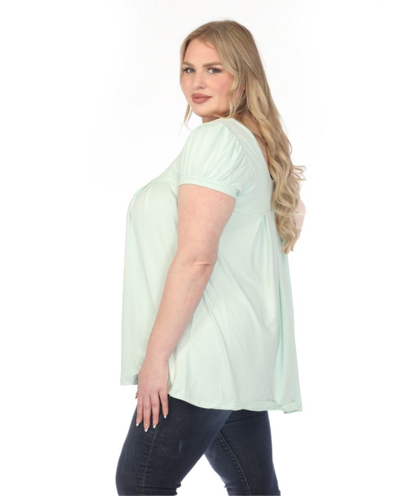 Plus Size Cap-Sleeve Pleated Top