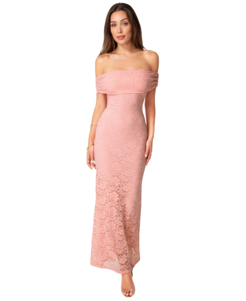 Women's Off-the-Shoulder Lace Maxi Dress