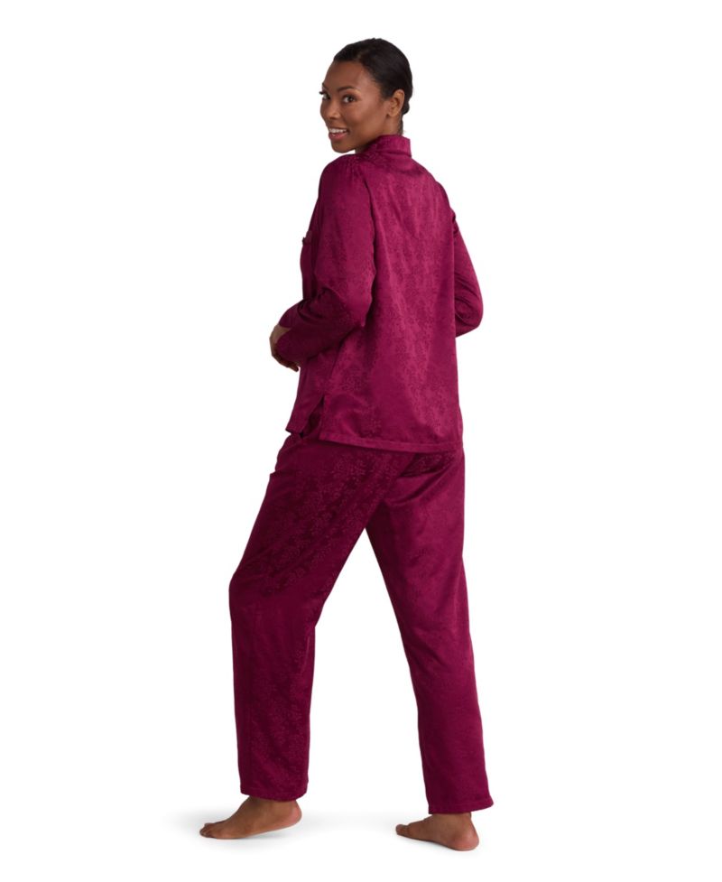 Women's Brushed Back Satin Long-Sleeve Pajama Set