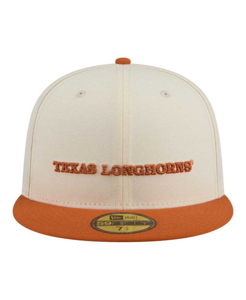 Men's Cream/Texas Orange Texas Longhorns Two-Tone Script 59FIFTY Fitted Hat