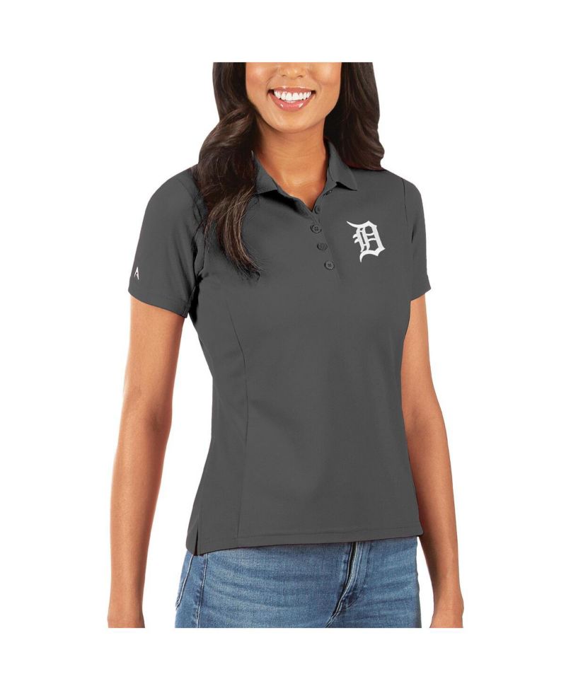 Women's Gray Detroit Tigers Legacy Pique Polo Shirt