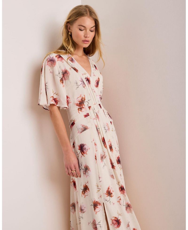 Women's Soft Bloom Floral-Print V-Neck Midi Dress