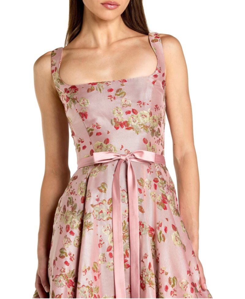 Women's Sleeveless Brocade A Line Midi Dress