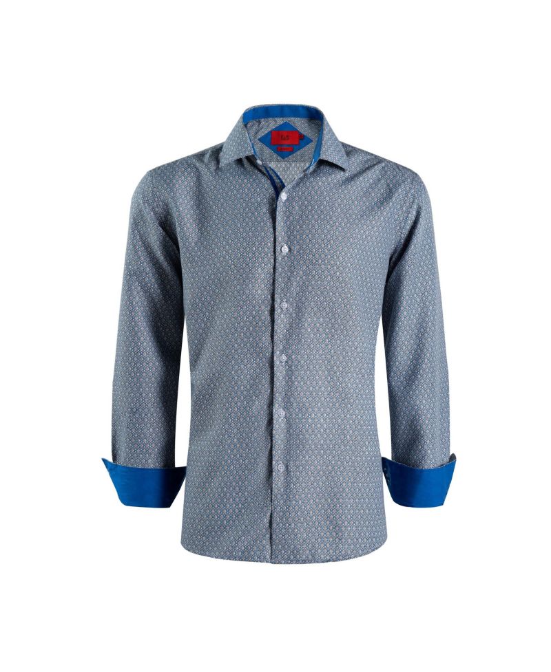 Boys White Slim Fit Geometric Print Shirt