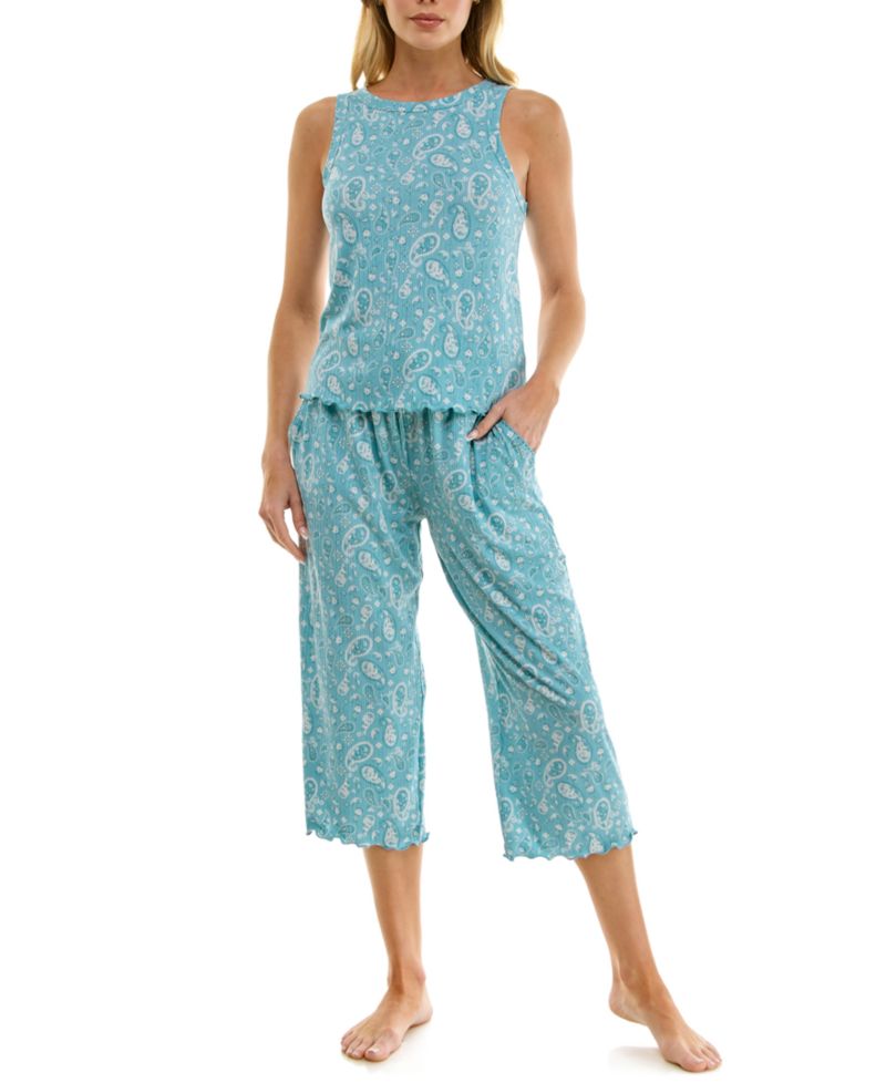 Women's Variegated Rib Tank Top & Pants, 2-Piece Set