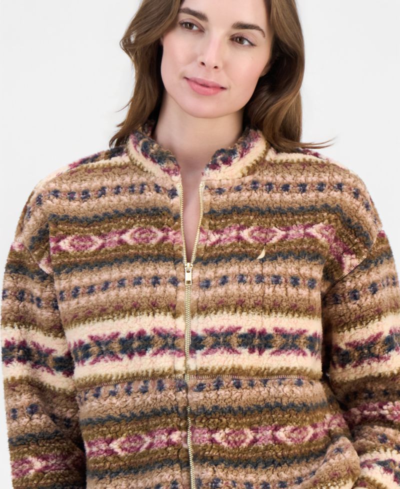 Women's Full-Zip Fair Isle Sherpa Fleece Jacket