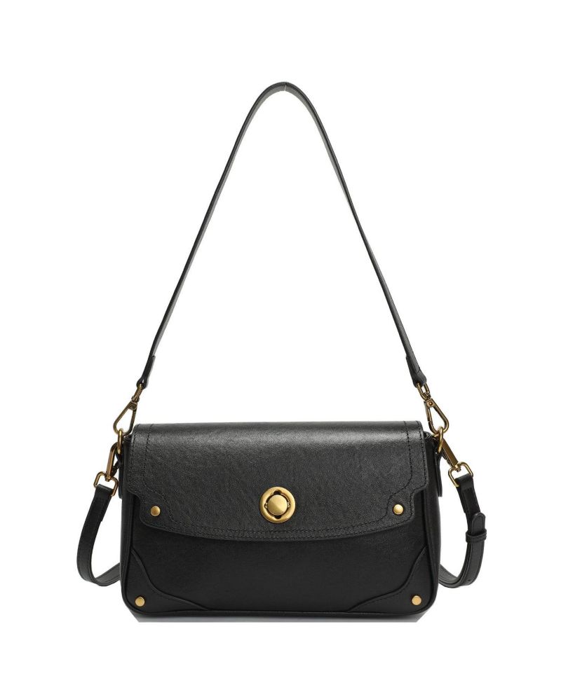 Women's Mila Leather Shoulder Bag Convertible Crossbody Purse with Gold Hardware
