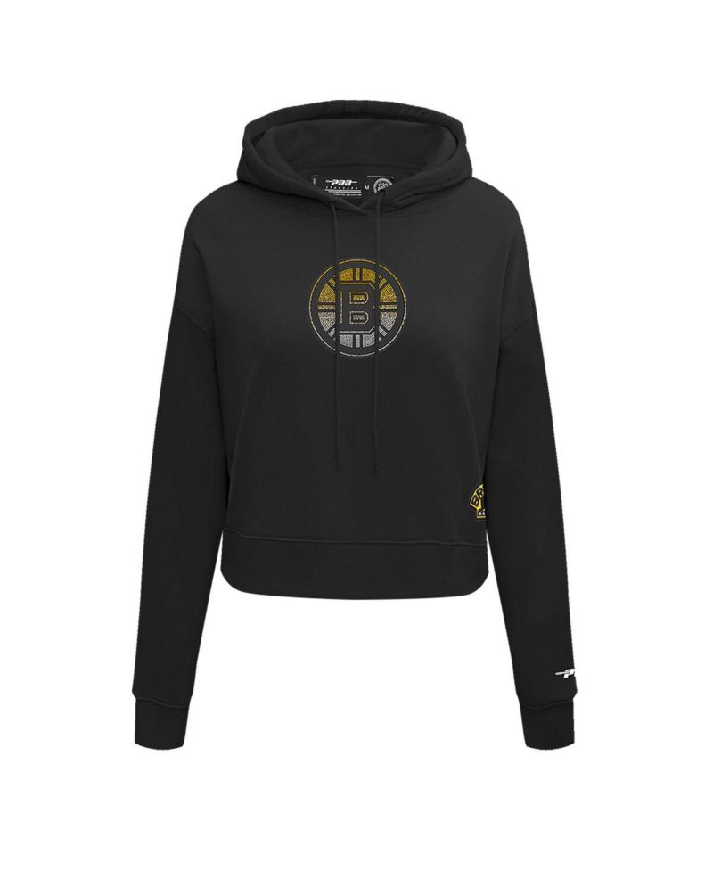 Women's Black Boston Bruins Jewels Cropped Pullover Hoodie