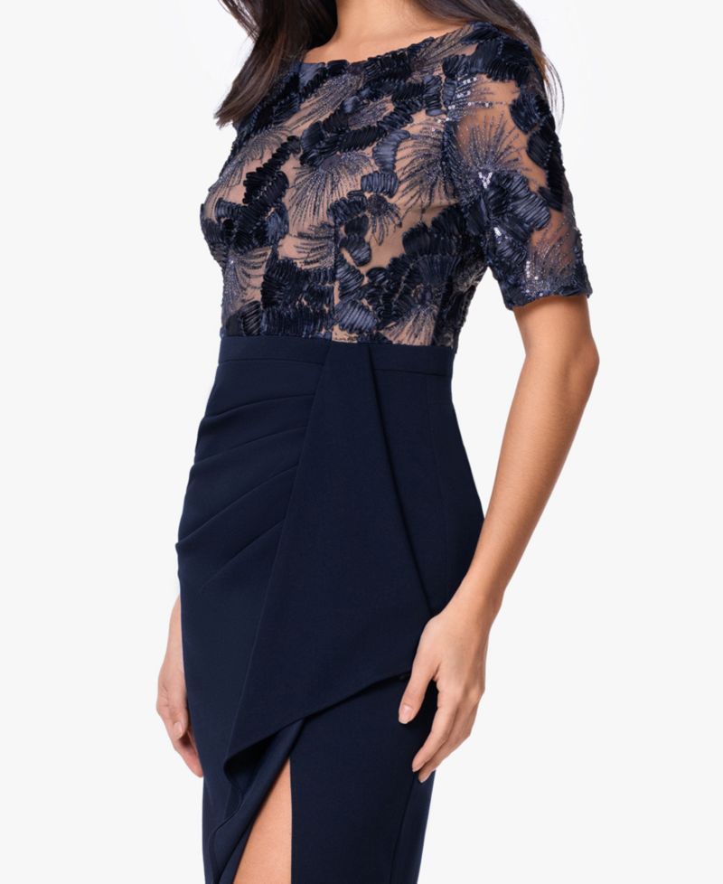Women's Boat Neck Scuba Ruffle Dress
