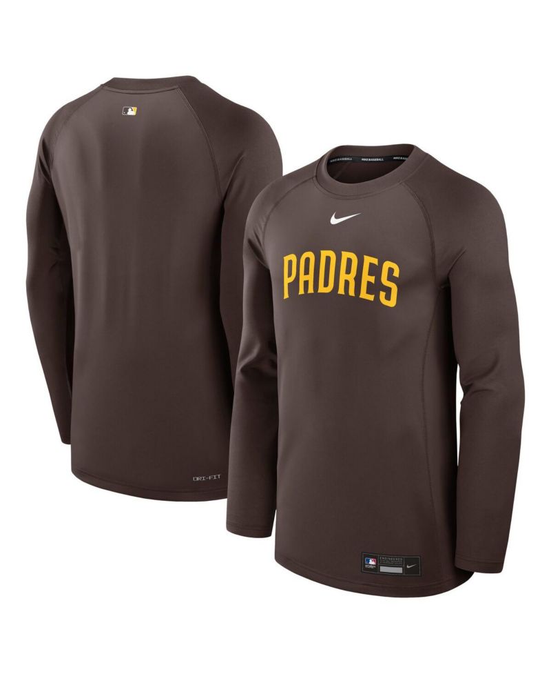 Men's Brown San Diego Padres Authentic Collection Game Time Raglan Performance Long Sleeve T-Shirt