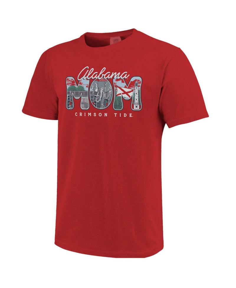 Women's Crimson Alabama Crimson Tide Comfort Colors Campus Drawing Mom T-Shirt