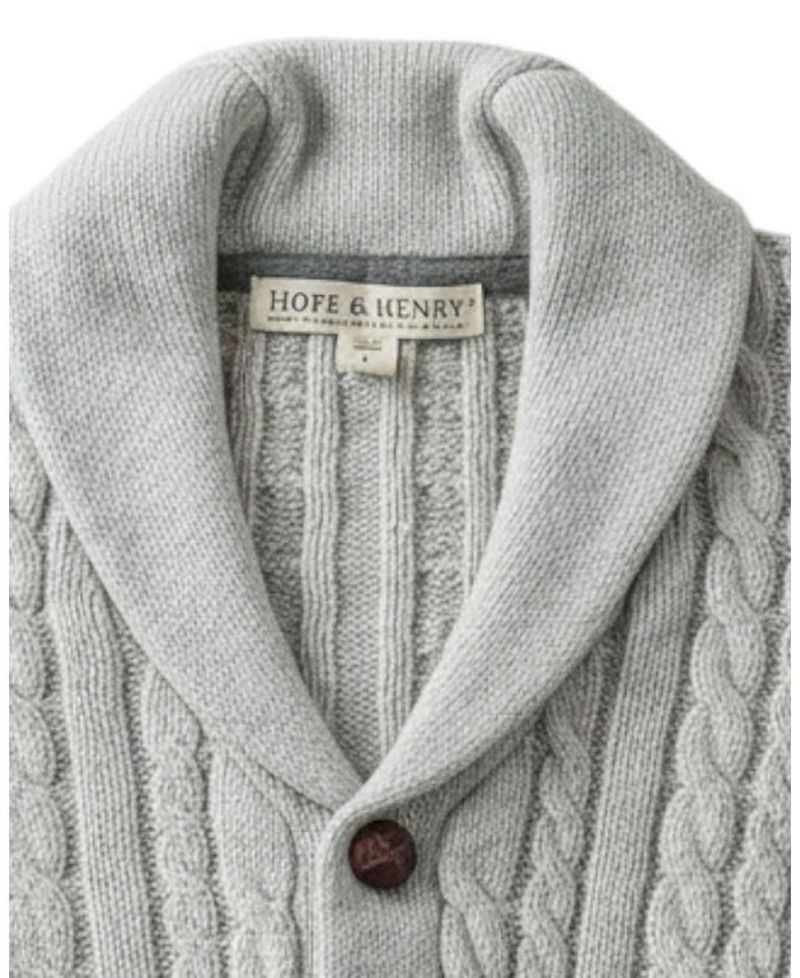 Little Boys 5-7 Organic Shawl Collar Cable Sweater Cardigan