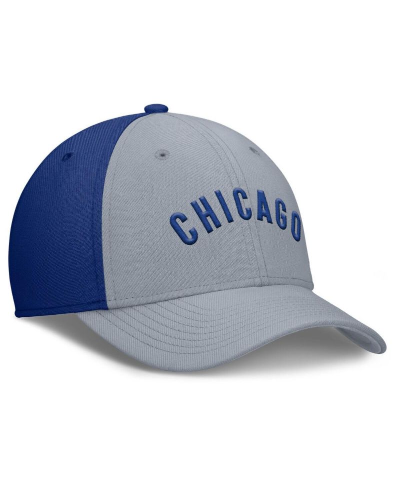 Men's Gray/Royal Chicago Cubs Rise Swoosh Performance Flex Hat