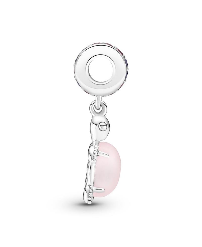 Manmade Crystals Murano Glass Pink Sea Turtle Dangle Charm