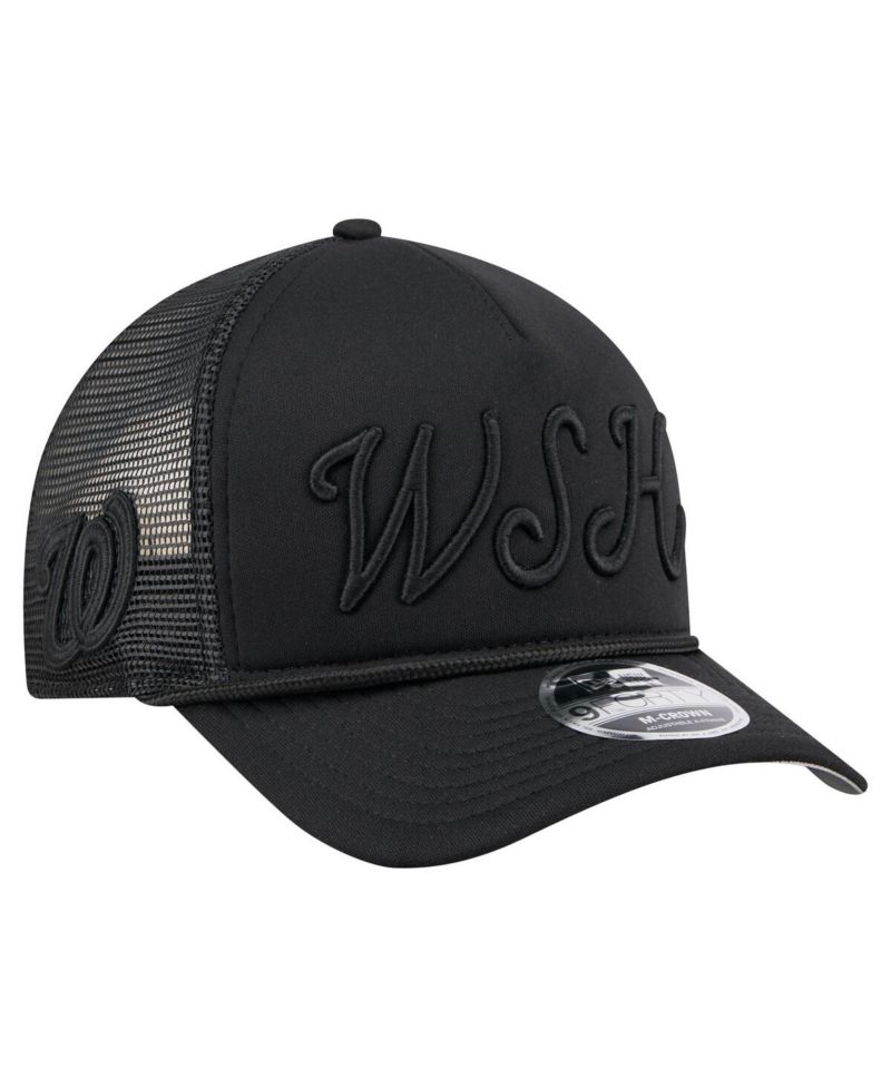 Men's Black Washington Nationals City Initial 9FORTY A-Frame M-Crown Adjustable Trucker Hat