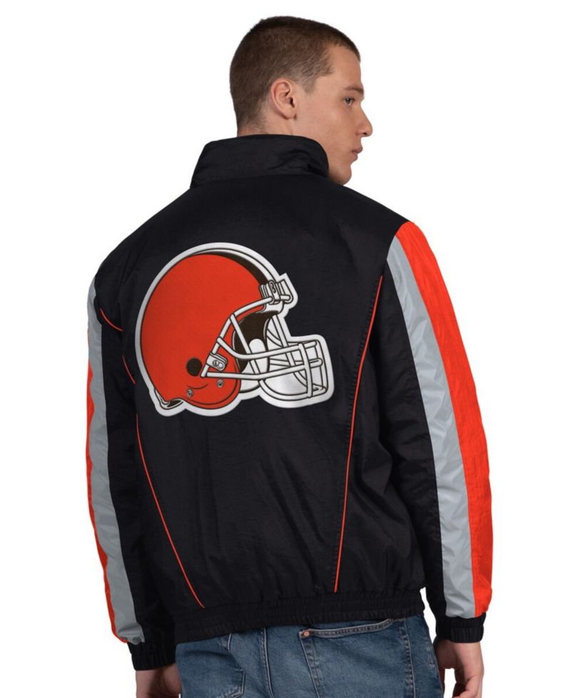 Men's Black Cleveland Browns Thursday Night Gridiron Half-Zip Jacket