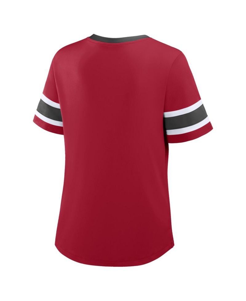 Women's Red Tampa Bay Buccaneers Redzone Draw Play Athena Lace-Up T-Shirt