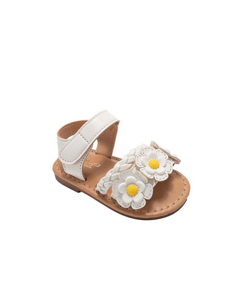 Big Girls Girl's Fashion Sandals – Dressy Shoes with Braided Detail and Flower Applique