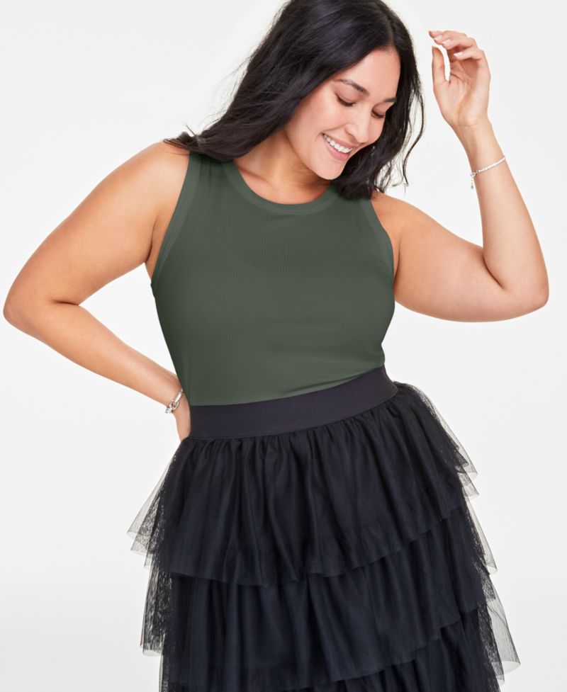 Women's Ribbed High-Neck Tank Top