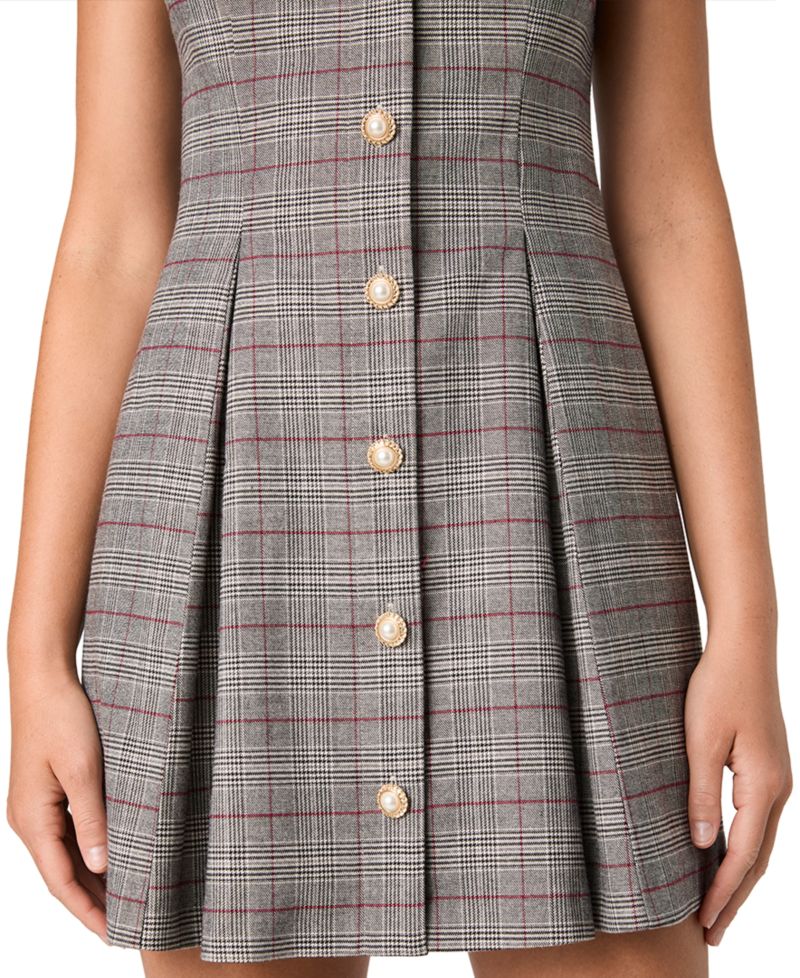Women's Leonie Tartan-Plaid Fit-&-Flare Short-Sleeve Dress