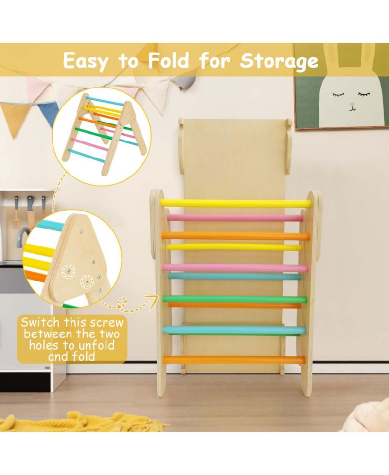 3-in-1 Wooden Climber with Triangle, Arch, and Ramp, 3-Piece Set