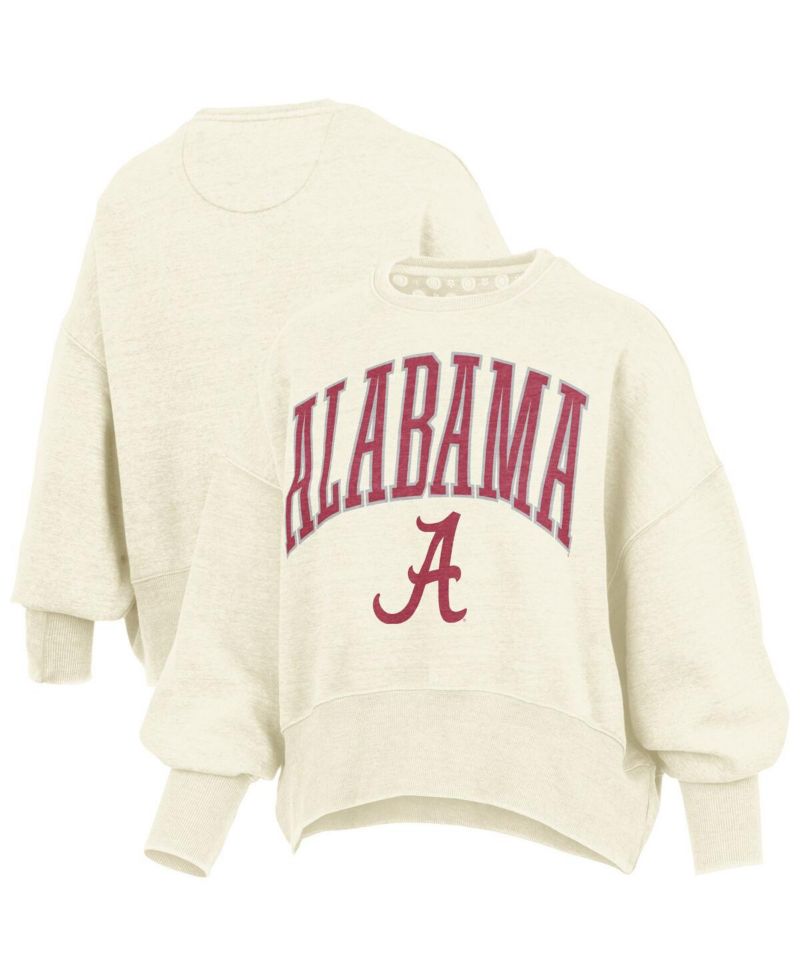 Women's Natural Alabama Crimson Tide Oversized Waist-Length Crewneck Sweatshirt