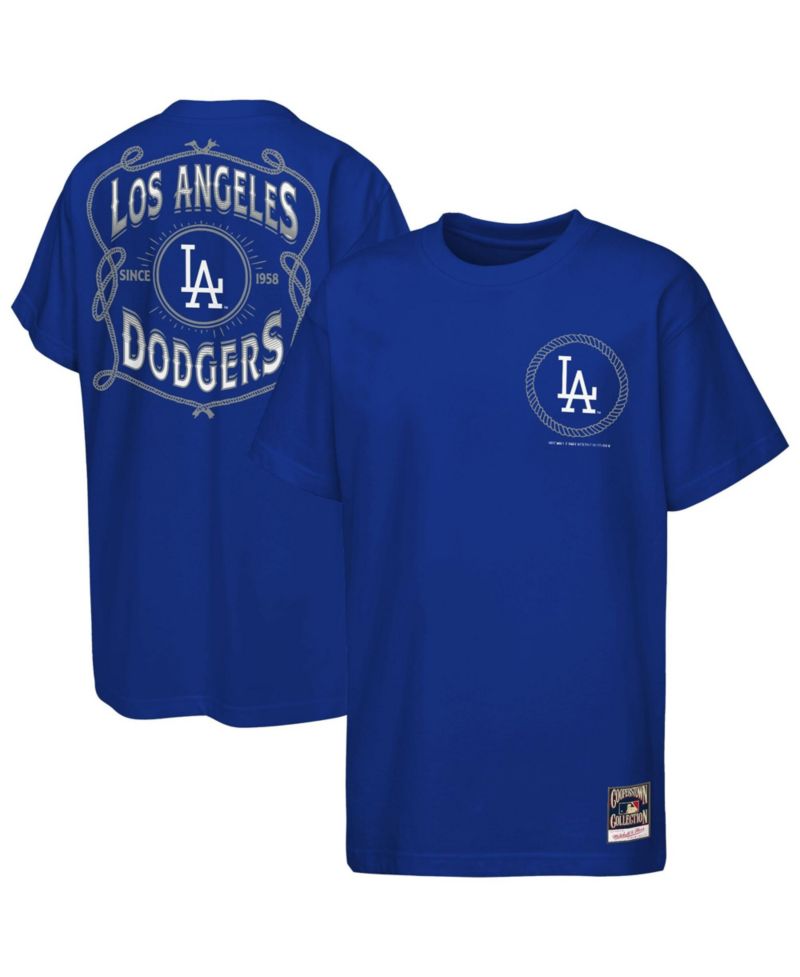 Big Boys and Girls Royal Los Angeles Dodgers Cooperstown Rodeo Rope T-Shirt