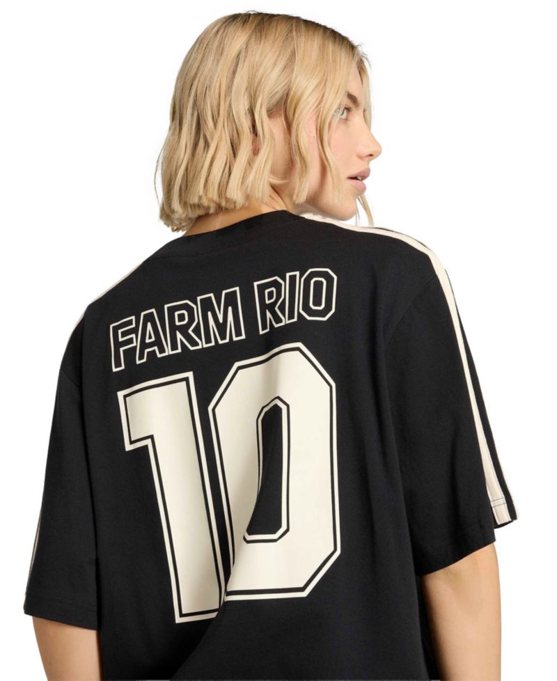 Women's Farm Gfx Tee 2 Retro Graphic-Print 3-Stripes Crewneck T-Shirt