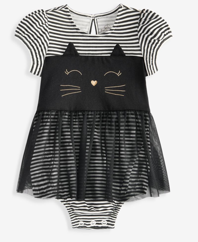 Baby Girls' 0M-24M Striped Cat Skirted Sunsuit