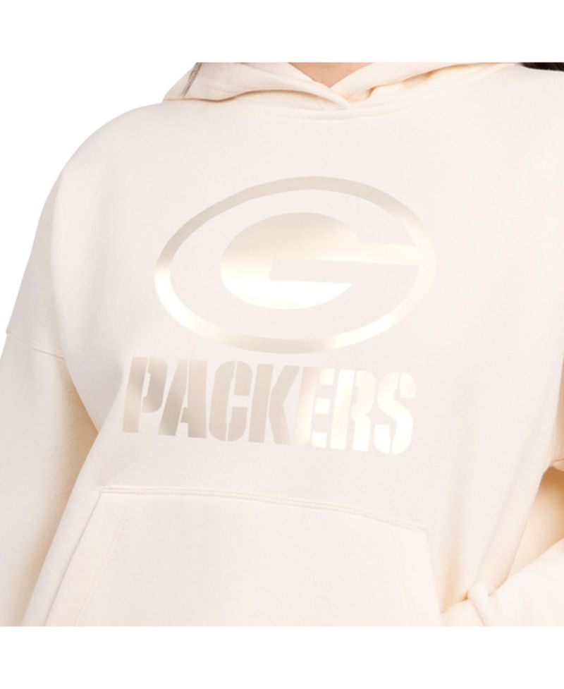 Women's Cream Green Bay Packers Pastels Relaxed Travel Hoodie
