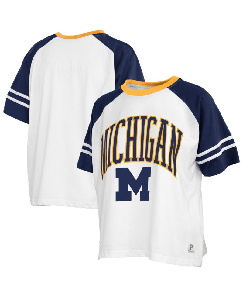 Women's White Michigan Wolverines Sky Colorblock T-Shirt